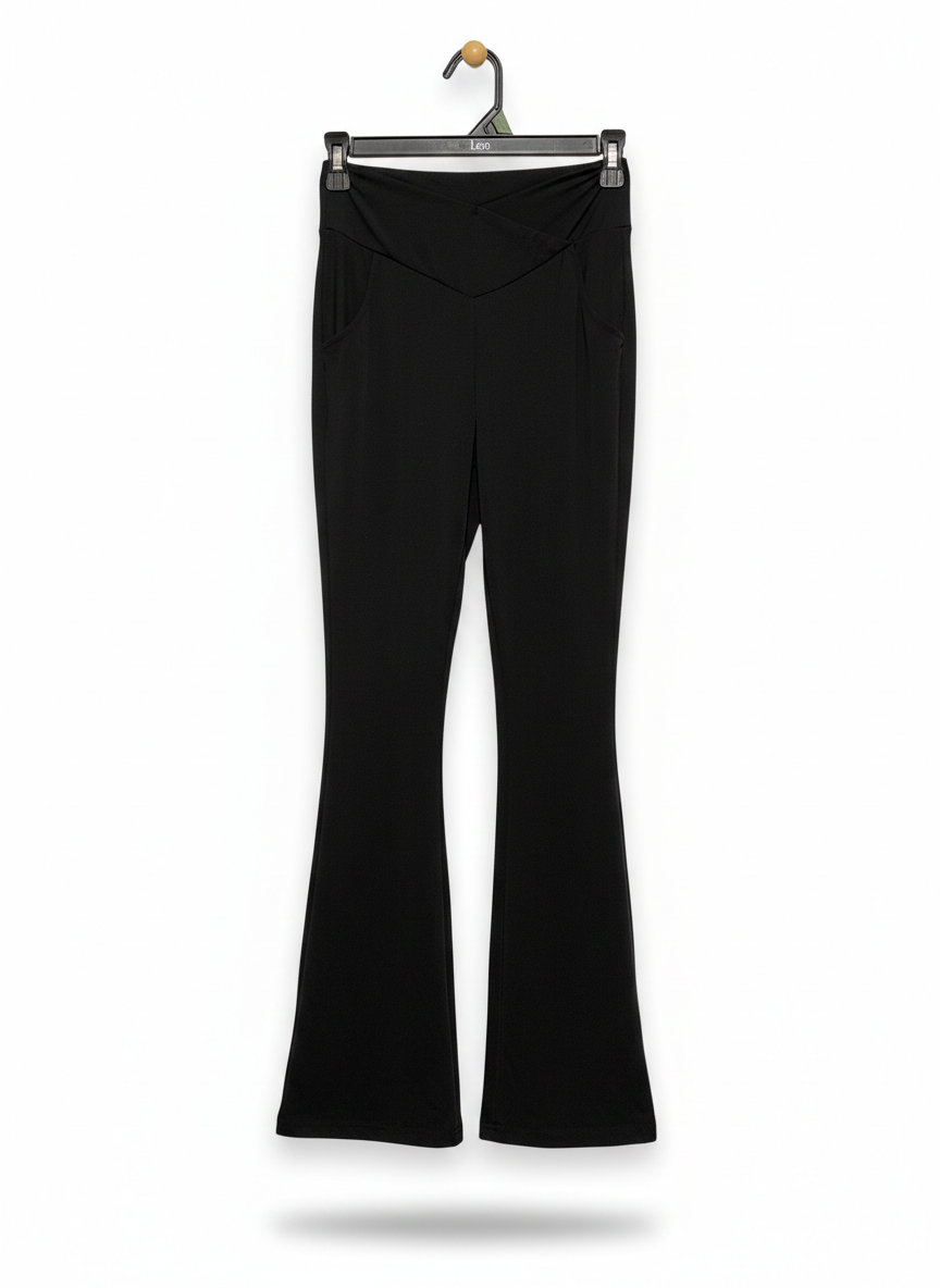 SHEIN |XS| WAIST 24| BLACK CROSS-WAIST FLARE YOGA PANTS