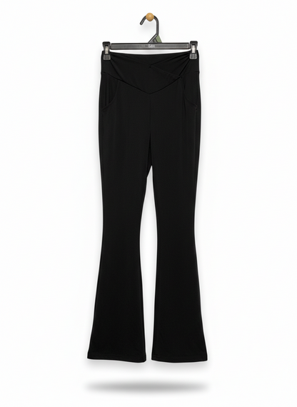 SHEIN |XS| WAIST 24| BLACK CROSS-WAIST FLARE YOGA PANTS