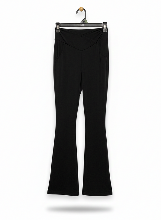 SHEIN |XS| WAIST 24| C8| BLACK CROSS-WAIST FLARE YOGA PANTS