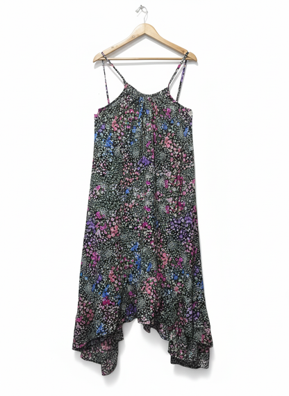 BOOHOO Ditsy Floral Asymmetric Hem Midi Dress
