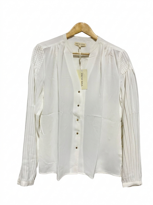 FRESH SOUL |S| BUST 19| WHITE LONG SLEEVE PLEATED BLOUSE