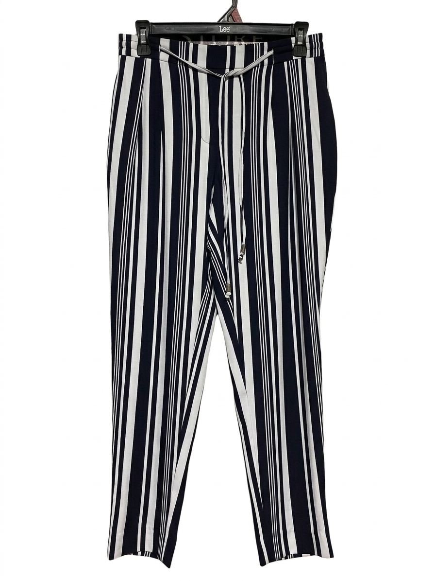 ZARA BASIC |M| WAIST 28| B13| STRIPED HIGH-WAISTED TAPERED TROUSERS