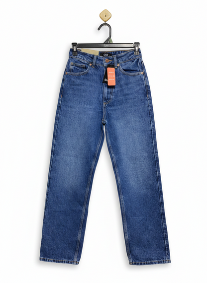 SPORTS GIRL |M| WAIST 26| CLASSIC BLUE HIGH-WAISTED STRAIGHT-LEG JEANS
