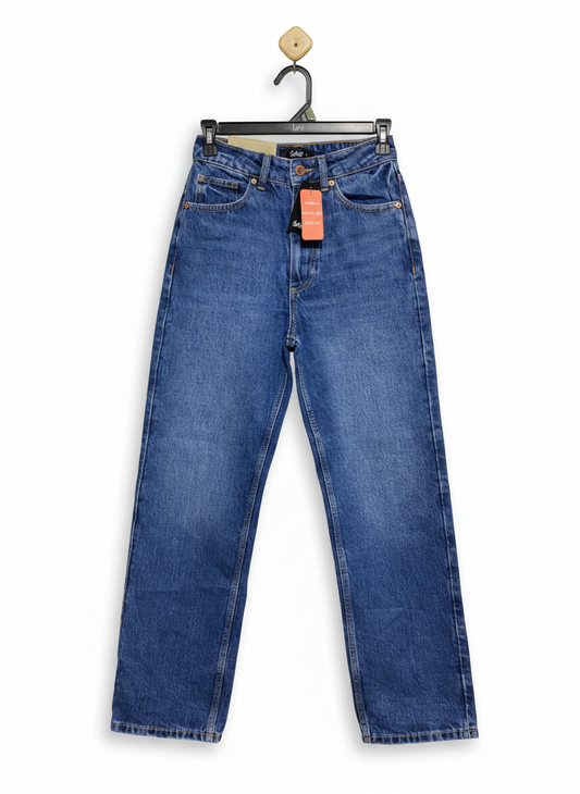 SPORTS GIRL |M| WAIST 26| CLASSIC BLUE HIGH-WAISTED STRAIGHT-LEG JEANS