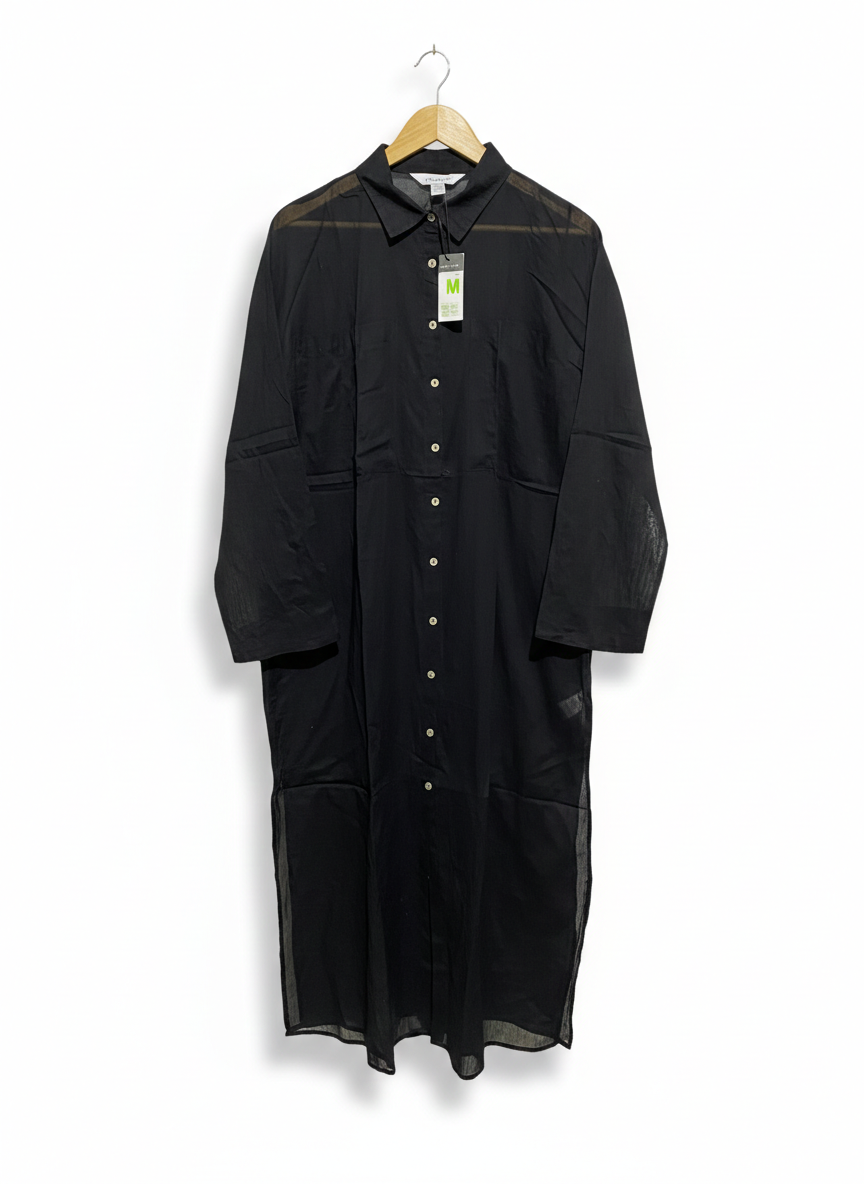 PRIMARK |M| BUST 23| SHEER BLACK BUTTON-DOWN MAXI SHIRT DRESS
