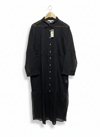 PRIMARK |M| BUST 23| SHEER BLACK BUTTON-DOWN MAXI SHIRT DRESS
