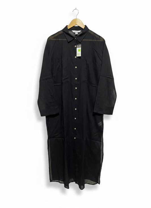 PRIMARK |M| BUST 23| SHEER BLACK BUTTON-DOWN MAXI SHIRT DRESS