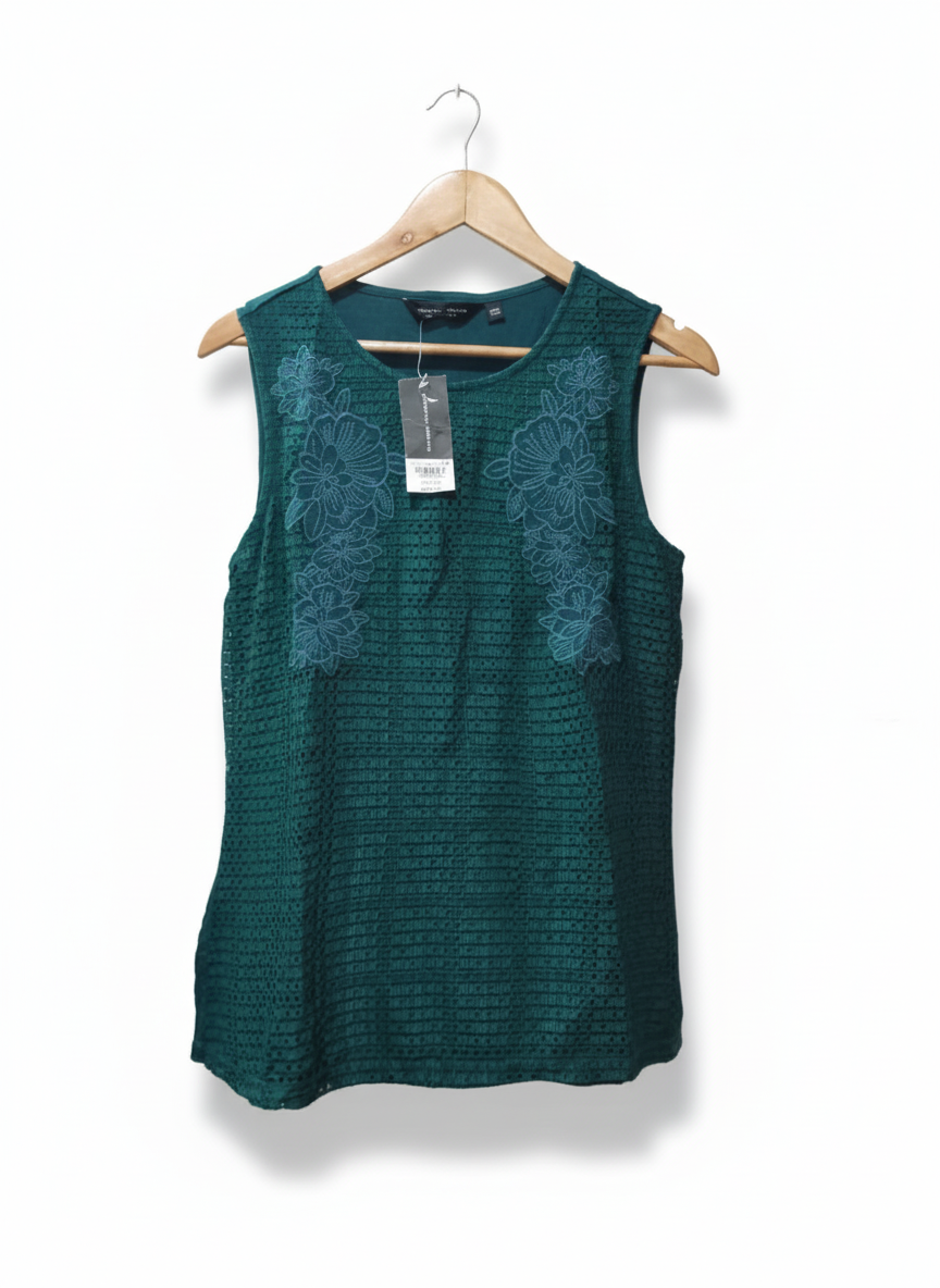 DOROTHY PERKINS Green Sleeveless Blouse With Lace Detail