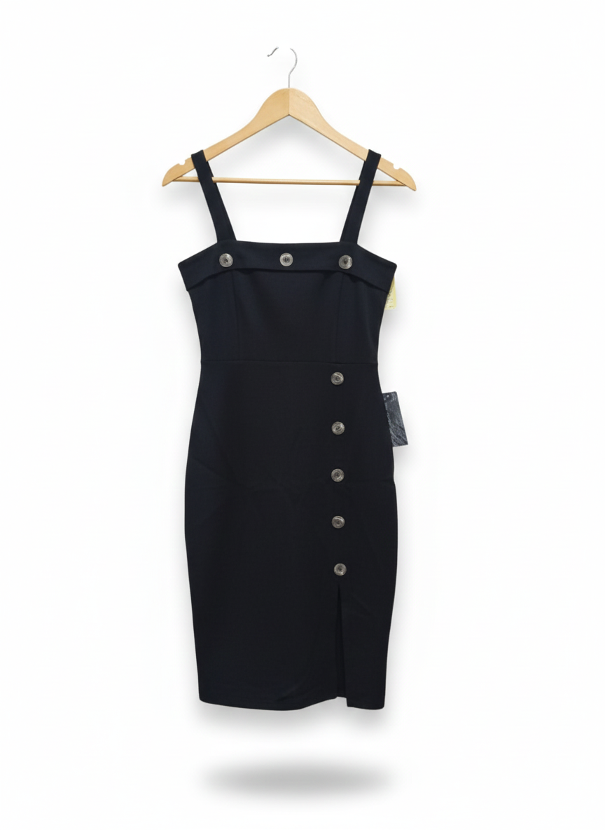 SHINE STAR|M|BUST 15| Straight Pencil Silhouette Black Sexy Dress