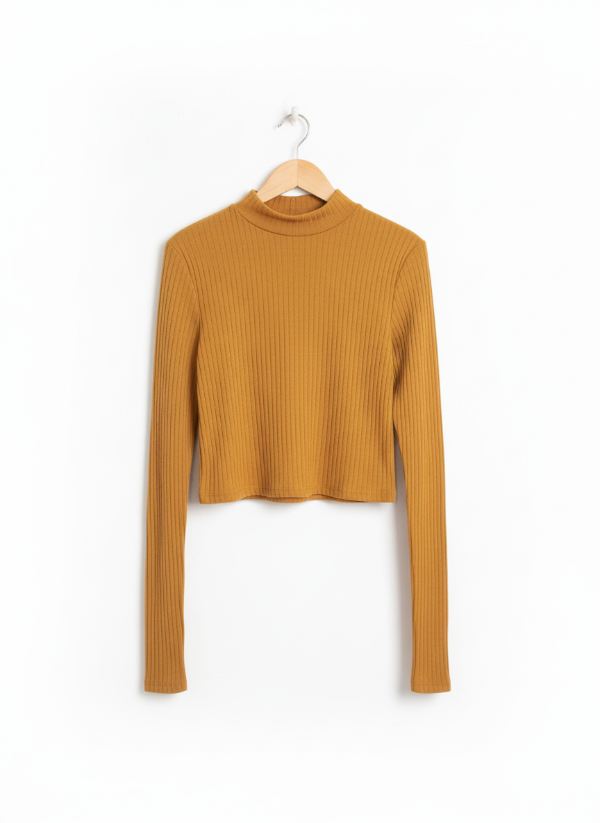 Forever 21 Mustard Yellow Cropped Knit Sweater