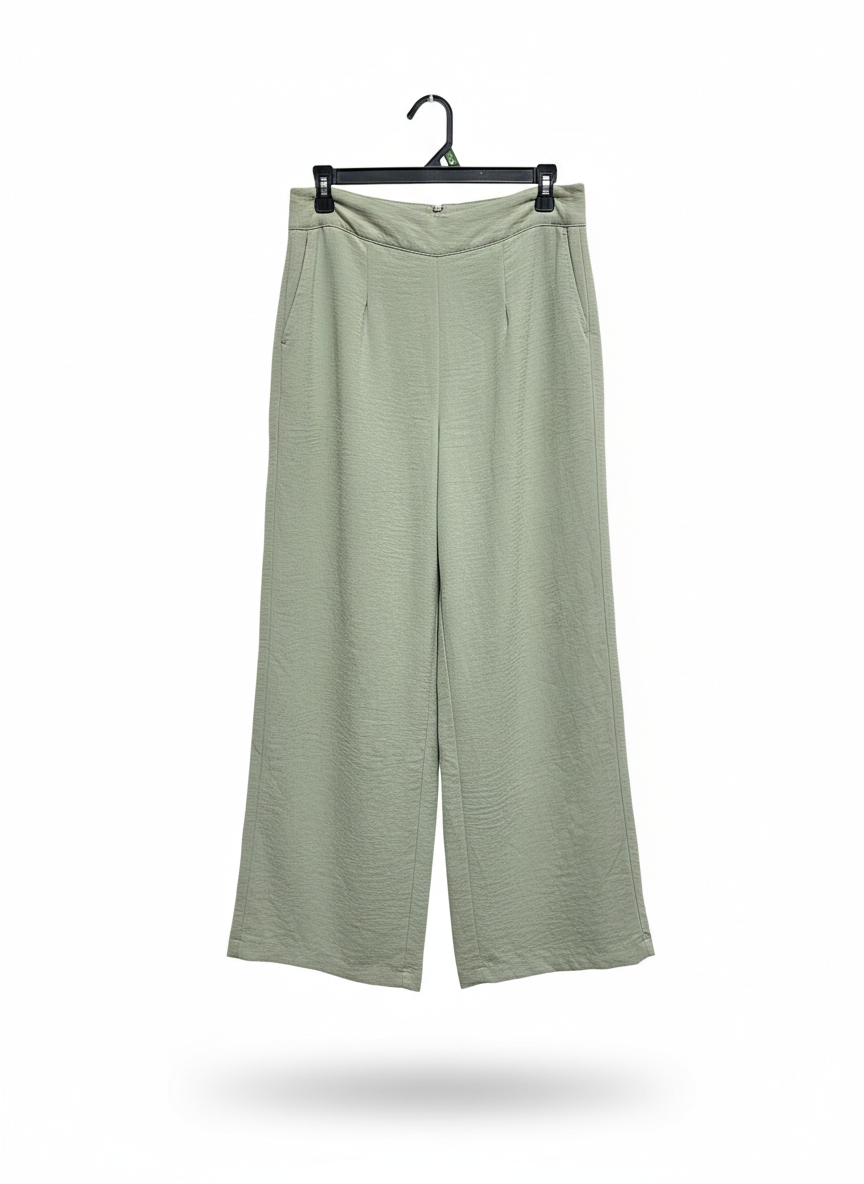 STYLE STATE |L| WAIST 30|C1| WOMEN'S HIGH-WAISTED WIDE-LEG CULOTTE PANTS IN SAGE GREEN