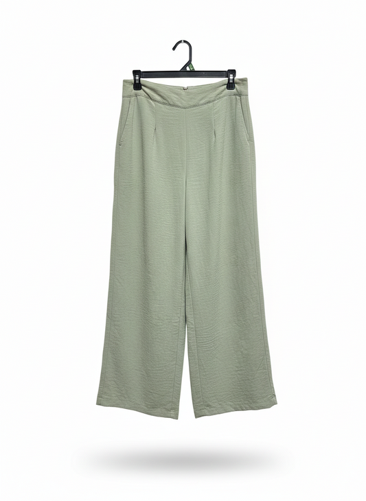STYLE STATE |L| WAIST 30|C1| WOMEN'S HIGH-WAISTED WIDE-LEG CULOTTE PANTS IN SAGE GREEN