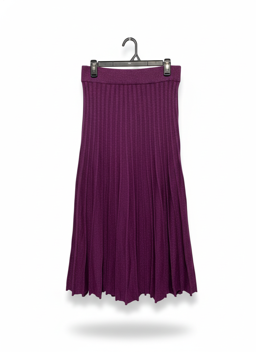 PORTMANS |L| WAIST 30| Purple Pleated Knit Midi Skirt