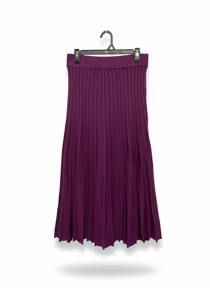 PORTMANS |L| WAIST 30| Purple Pleated Knit Midi Skirt