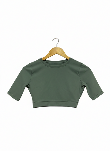 LULULEMON |S| BUST 15| Women's Seamless Olive Green Crop Top