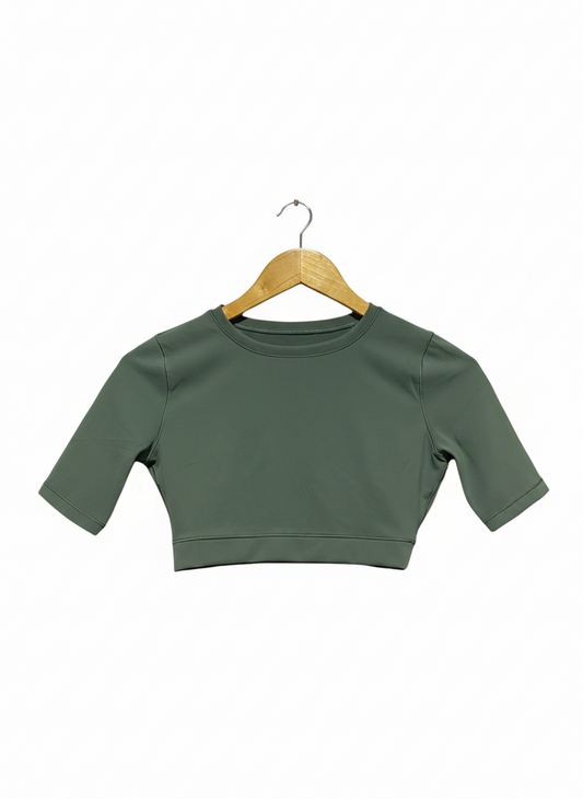 LULULEMON |S| BUST 15| Women's Seamless Olive Green Crop Top
