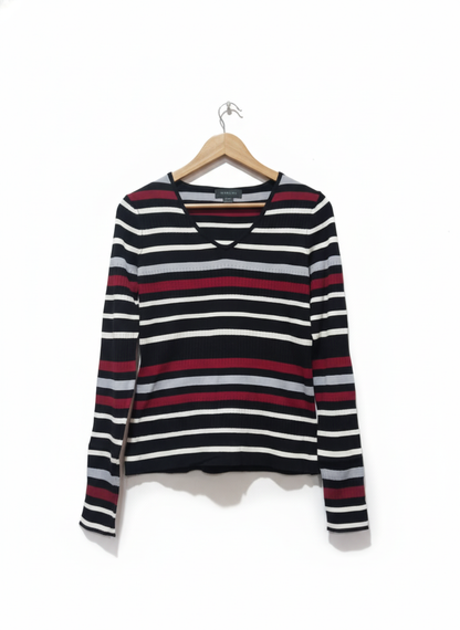 MANTIES Women's Striped V-Neck Sweater