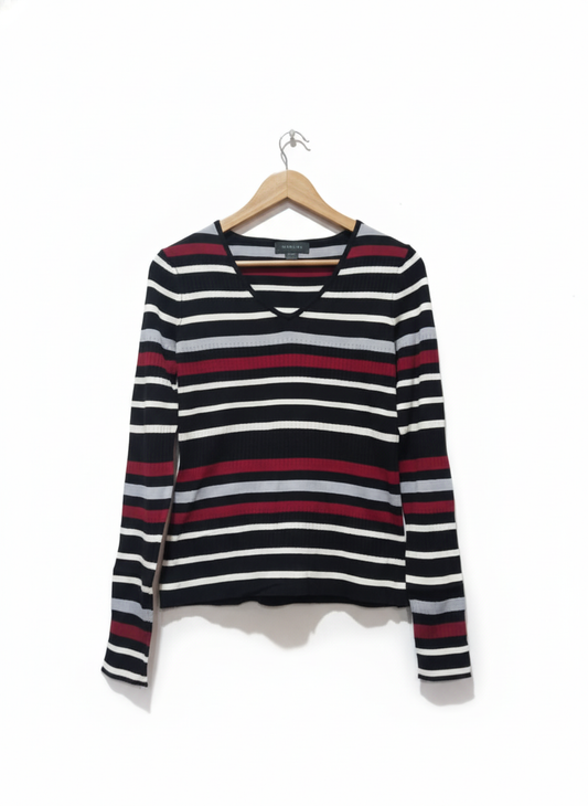 MANTIES Women's Striped V-Neck Sweater