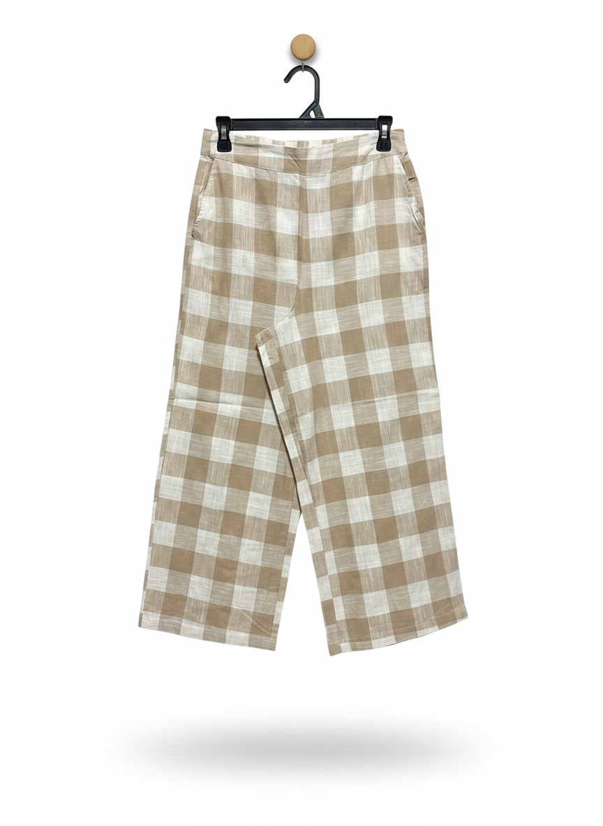 ANKO |M| WAIST 27| BROWN AND WHITE FLORAL WIDE-LEG PANTS