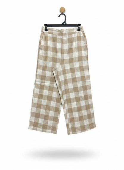 ANKO |M| WAIST 27| BROWN AND WHITE FLORAL WIDE-LEG PANTS
