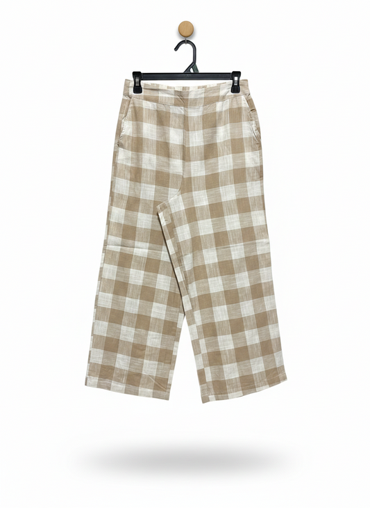 ANKO |M| WAIST 27| C8| BROWN AND WHITE FLORAL WIDE-LEG PANTS
