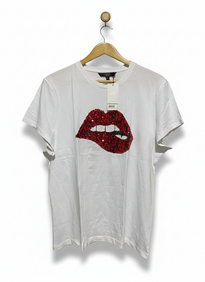 LIPSY |XL| BUST 22| GLAMOROUS RED SEQUIN LIPS GRAPHIC TEE
