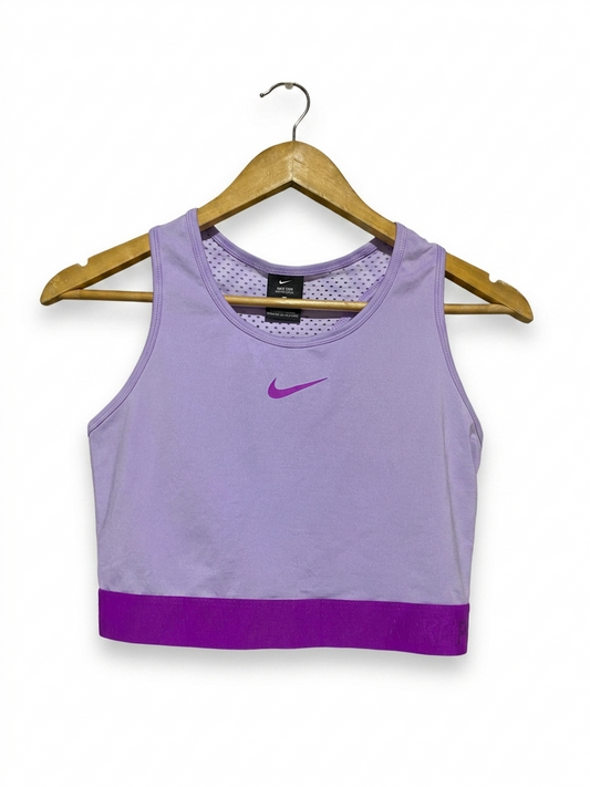 NIKE |M| BUST 15| B26| LILAC AND PURPLE LONGLINE SPORTS BRA WITH DOT MESH LINING