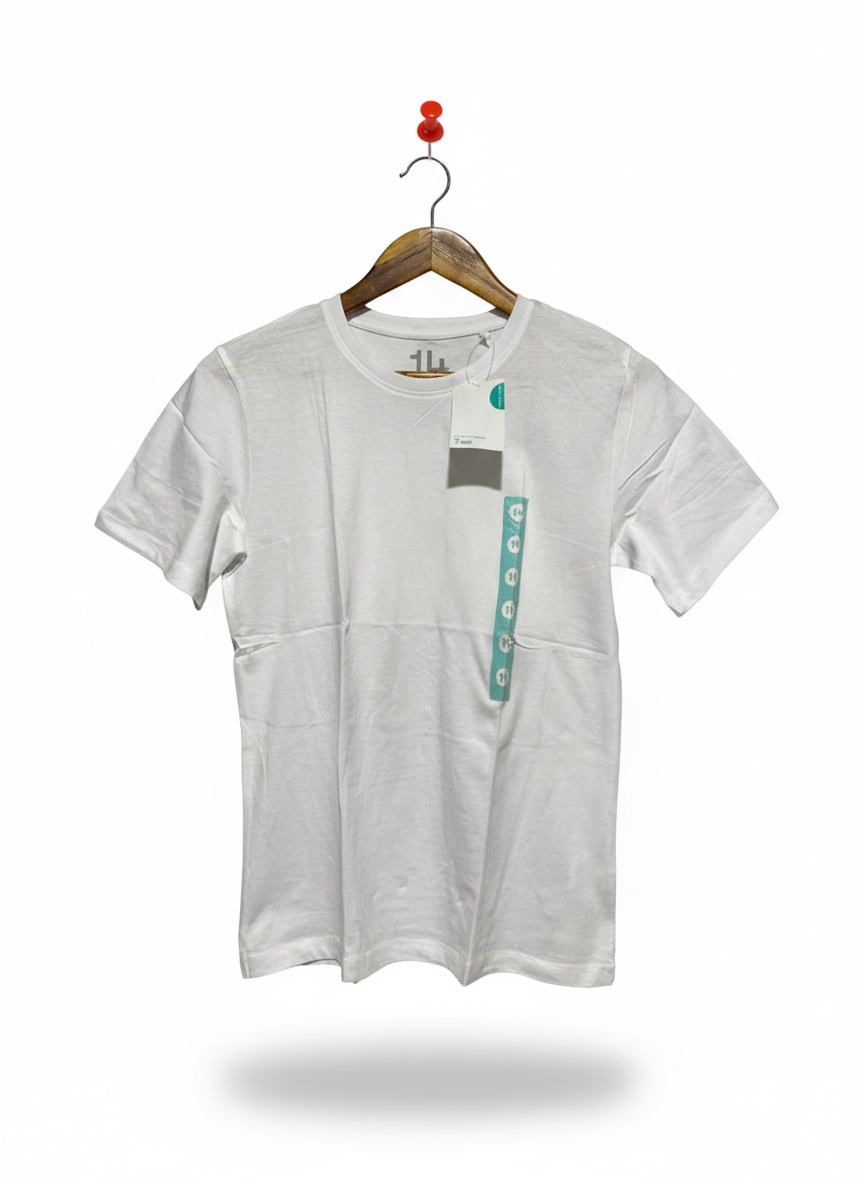 BRILLIANT BASICS |L| BUST 17| C1 |WHITE COTTON CREWNECK T-SHIRT