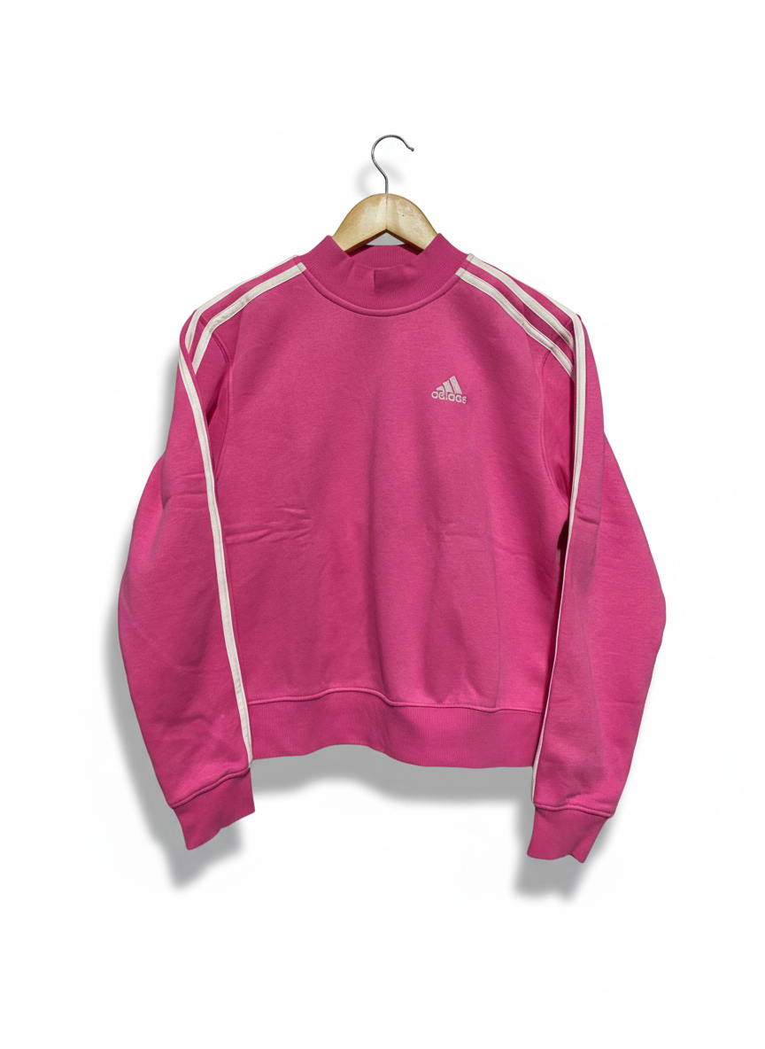ADIDAS |XS| BUST 19| WOMEN'S BUBBLEGUM PINK MOCK NECK 3-STRIPE SWEATSHIRT