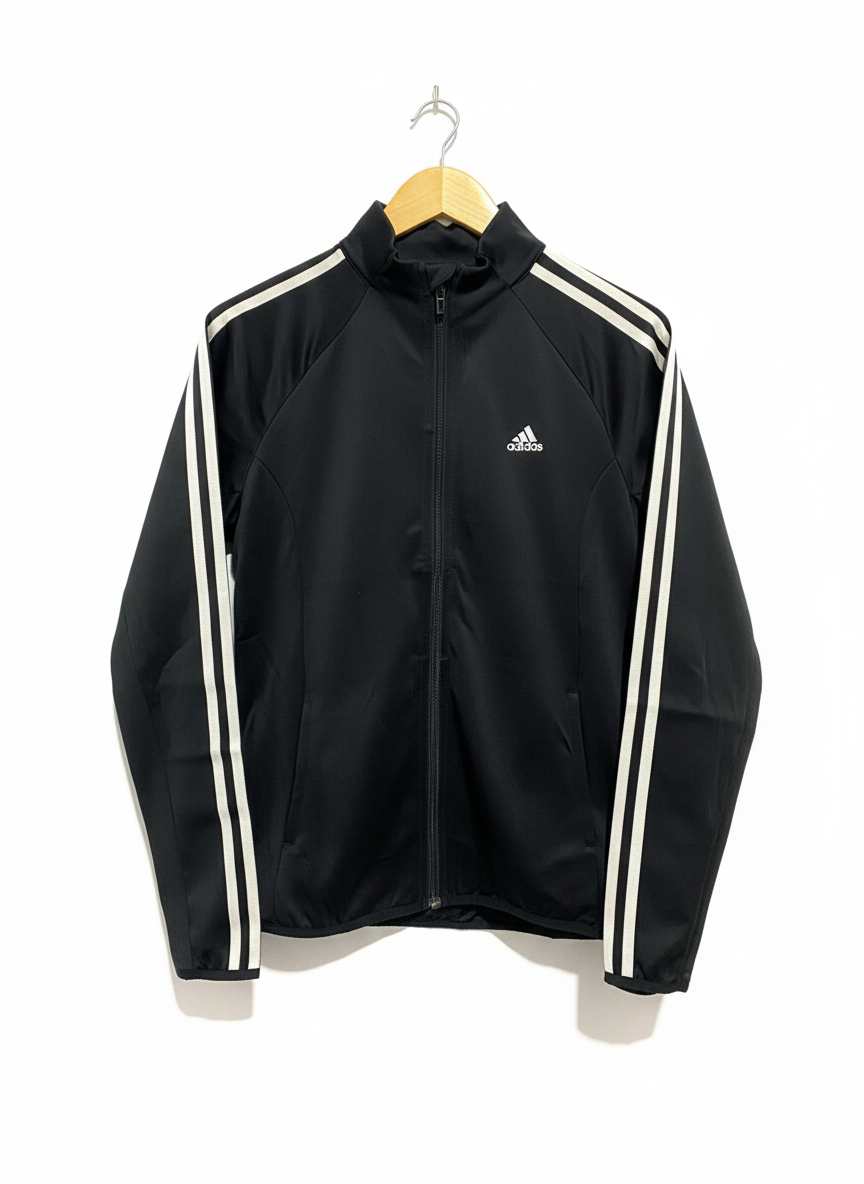 ADIDAS| S | BUST 18|PRIME GREEN BLACK TRACK JACKET WITH WHITE THREE-STRIPES