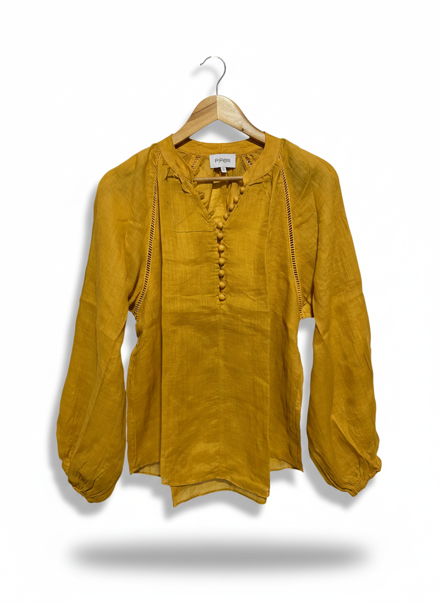 PIPER |L| BUST 21|B12| MUSTARD YELLOW BOHO BLOUSE