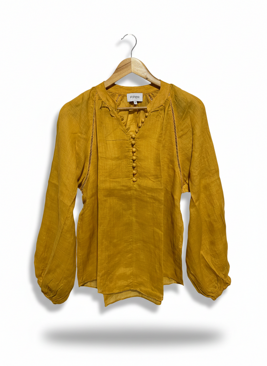 PIPER |L| BUST 21|B12| MUSTARD YELLOW BOHO BLOUSE