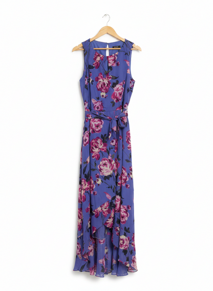 SLNY |L| BUST 19|C4| Romantic Vintage-Style Floral Tapestry Zip-Front Maxi Dress