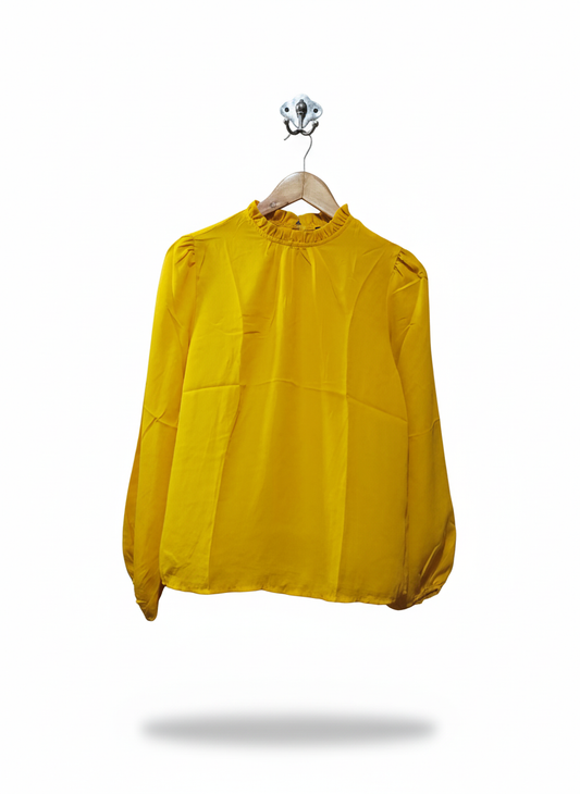 Shein Mustard Yellow Sheer Blouse
