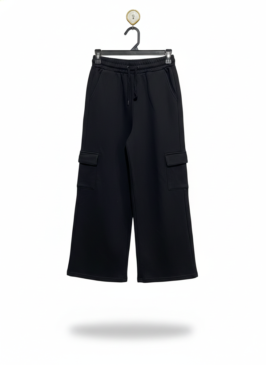 PRIMARK |S| WAIST 24| C8| Black Wide Leg Cargo Trousers