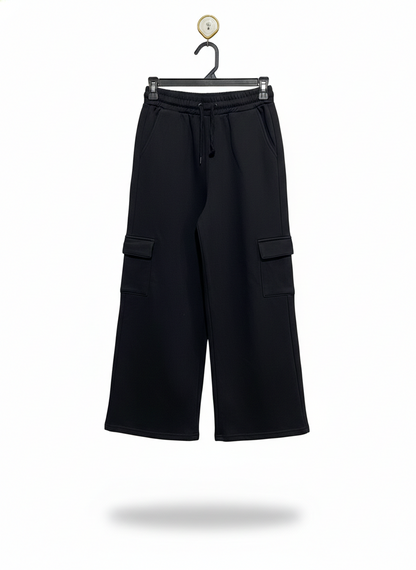 PRIMARK |S| WAIST 24| C8| Black Wide Leg Cargo Trousers