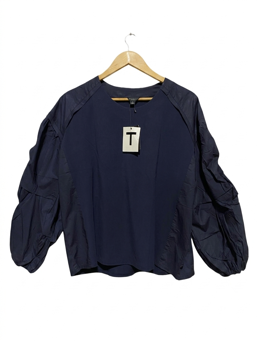 TIRELLI |S| BUST 23| B26| NAVY PUFF SLEEVE PANELLED BLOUSE