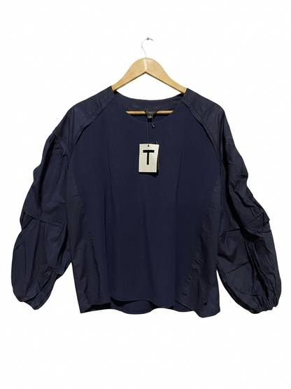 TIRELLI |S| BUST 23| B26| NAVY PUFF SLEEVE PANELLED BLOUSE