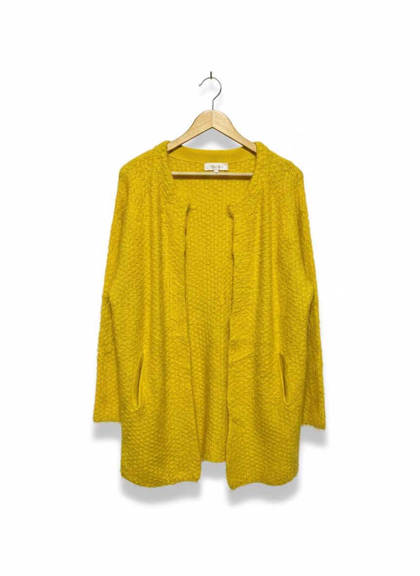 SWEET GIRL |S/M| BUST 18| BRIGHT YELLOW BOUCLÉ CARDIGAN