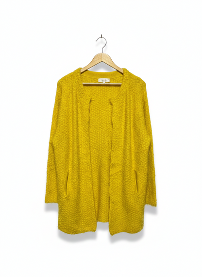 SWEET GIRL |S/M| BUST 18| BRIGHT YELLOW BOUCLÉ CARDIGAN