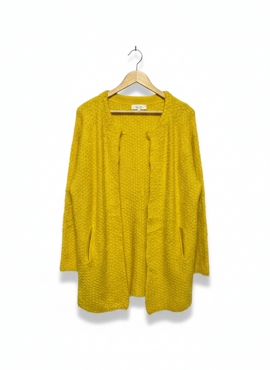 SWEET GIRL |S/M| BUST 18| BRIGHT YELLOW BOUCLÉ CARDIGAN