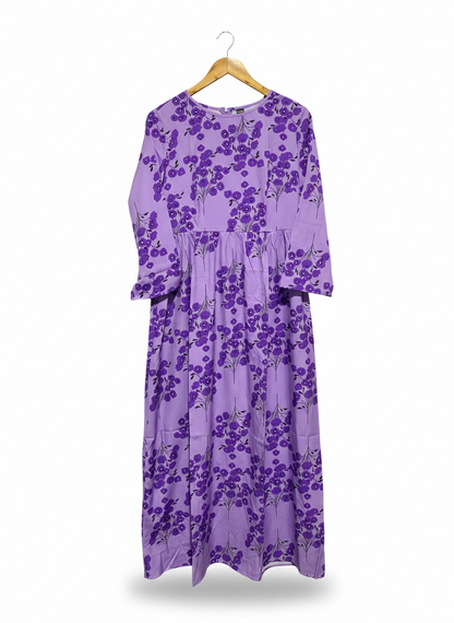 SHEIN |M| BUST 18| C3| PURPLE FLORAL LONG-SLEEVE MAXI DRESS
