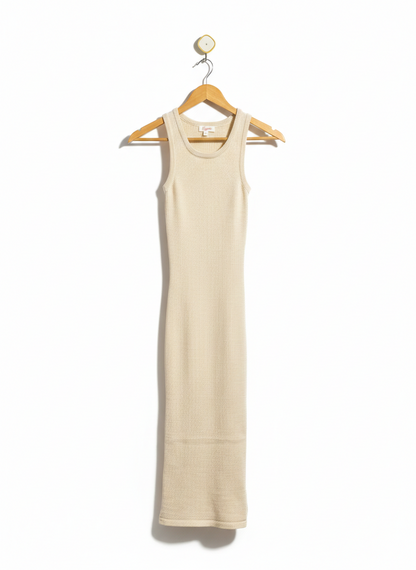 LILY LOVES |XS| BUST 11| Beige Ribbed Midi Dress