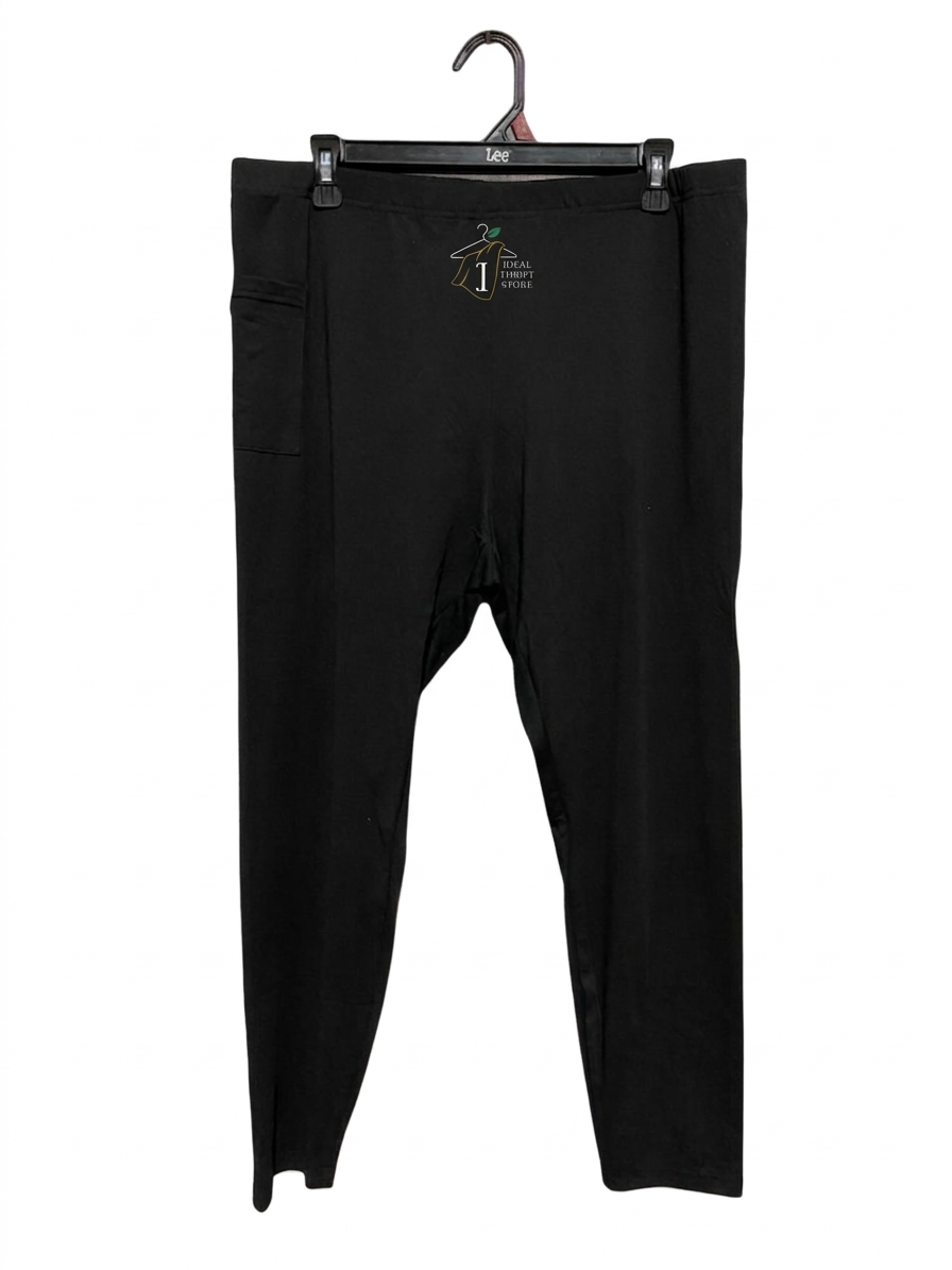 |XL| WAIST 34| B8| PREMIUM HIGH-WAISTED ACTIVEWEAR LEGGINGS WITH SIDE POCKET - JET BLACK