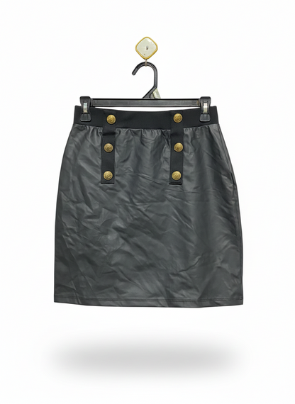 RIVER ISLAND |S| WAIST 26| C6| FAUX-LEATHER MILITARY-STYLE MINI SKIRT