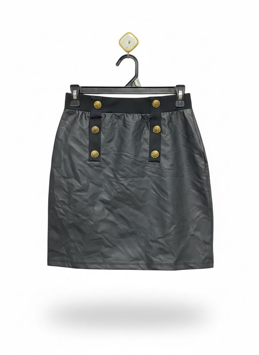 RIVER ISLAND |S| WAIST 26| C6| FAUX-LEATHER MILITARY-STYLE MINI SKIRT