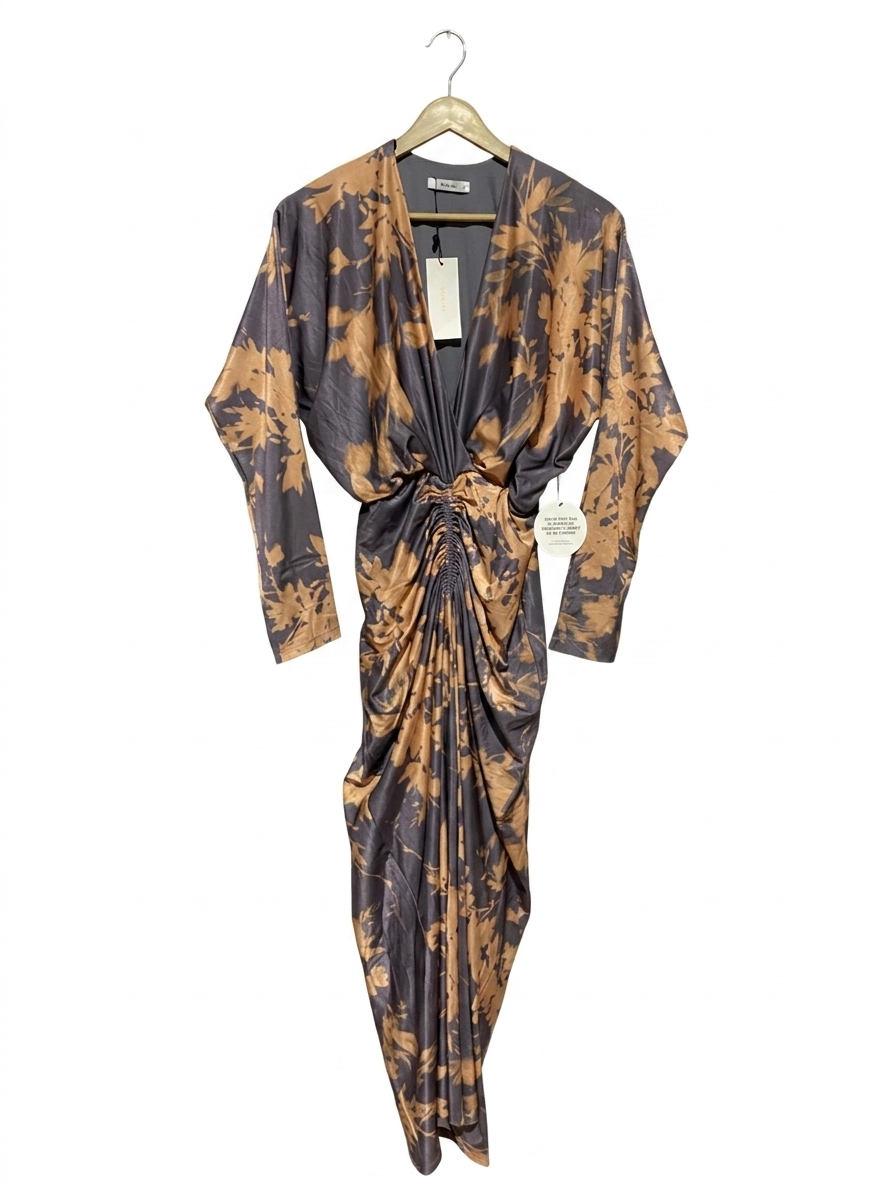 SHEIKE |M| BUST FREE| B10| WOMEN’S LUXURY FLORAL PRINT RUCHED V-NECK MAXI DRESS