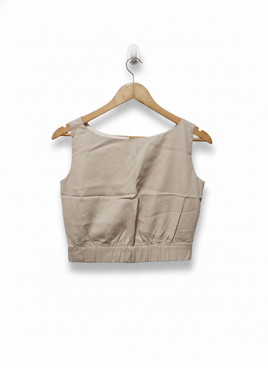 AERE|M|BUST 15|BEIGE SLEEVELESS CROP TOP