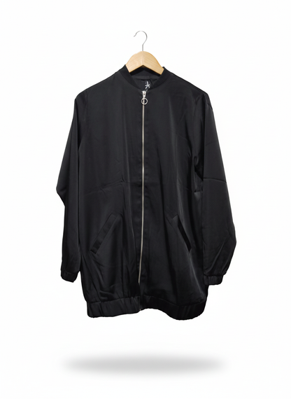 ATMOSPHERE|L|BUST 21|OVERSIZED BLACK BOMBER JACKET
