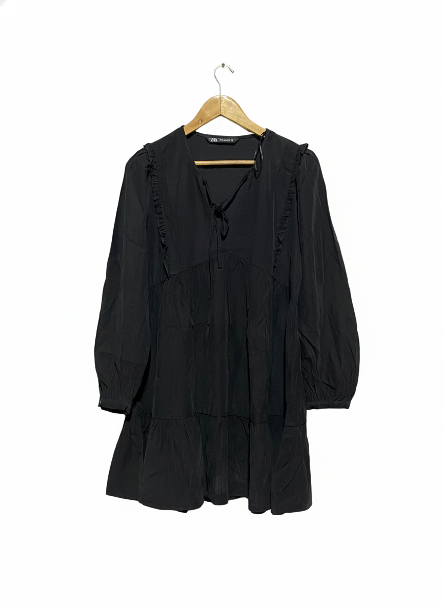 ZARA |M| BUST 19| Black Flowy Mini Dress